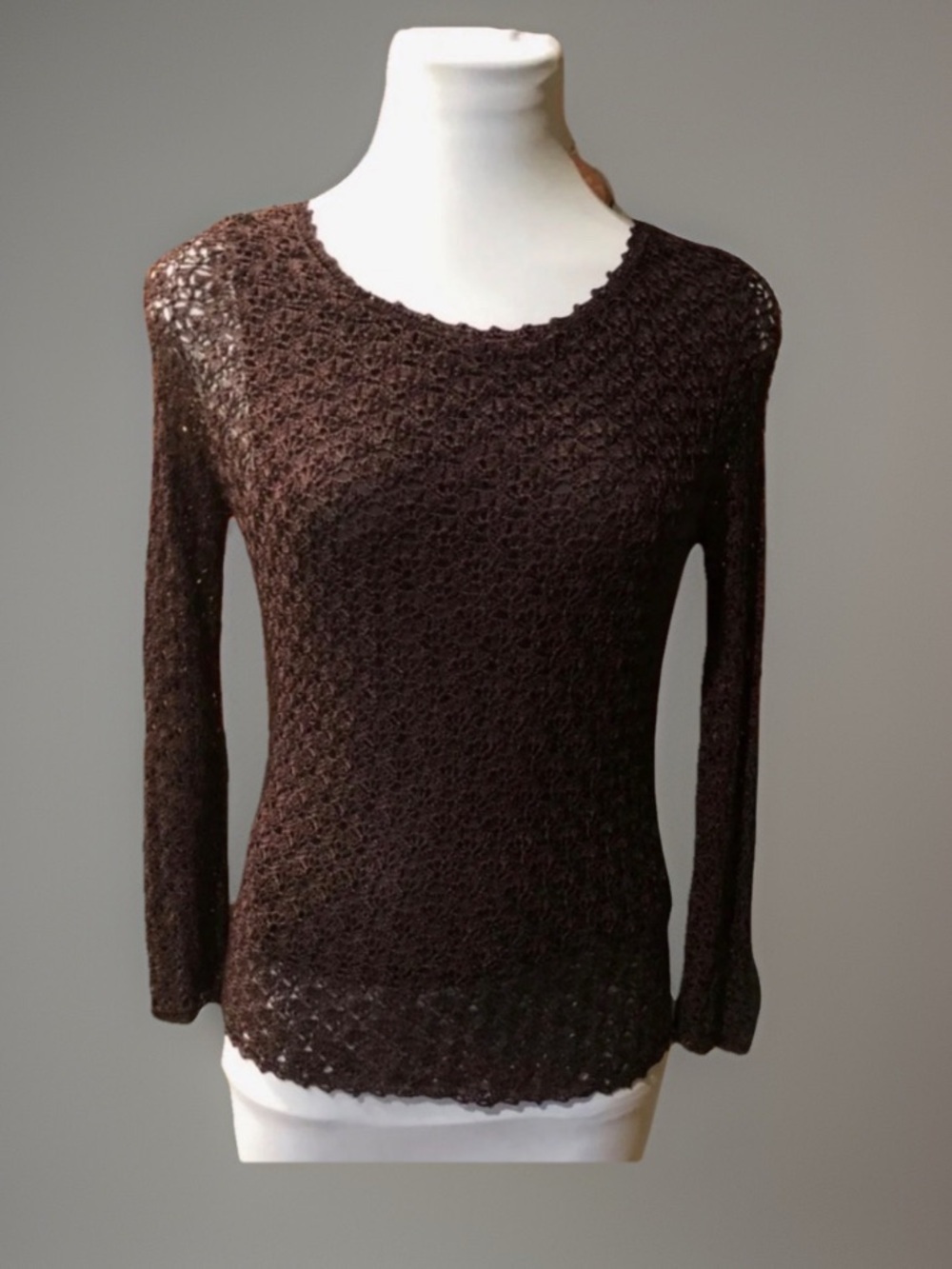 Vintage Emma James Brown Sheer Arm Top